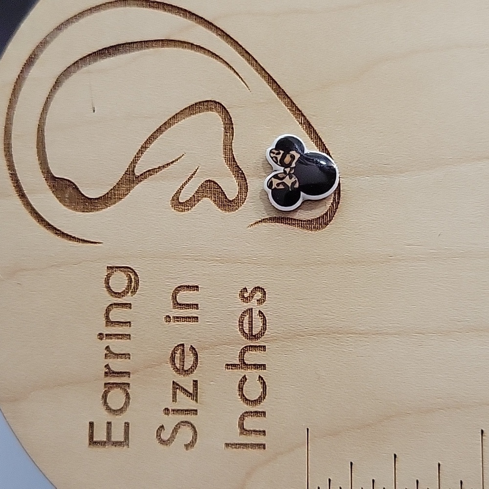Cheetah Mickey & Minnie Stud Earrings - Picture 2 of 3